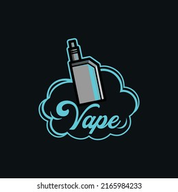 Vape shop emblem template. Vector retro style emblem with vaping attributes.