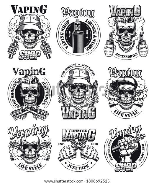 Vape Shop Label Templates Set Vintage Stock Vector (Royalty Free ...