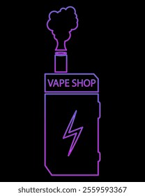 Vape shop logo blue and purple. Vape shop logo isolated on black background. Vape shop logo. Vector illustration.