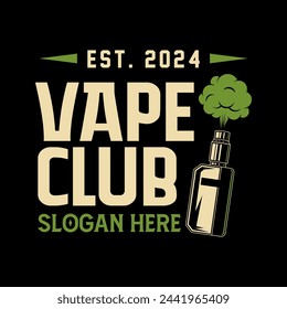 Vape shop logo emblem template vector illustration. Smoke shop logo. Design elements for logo, label, badge, sign. Monochrome label for vaping and electronic cigarette. 