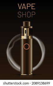 Vape shop logo with smoke ring on dark background