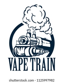 Vape shop logo trade mark train.Vape emblem vector illustration.