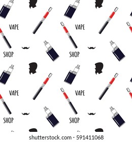 Vape shop seamless pattern hipster style vector graphic. 