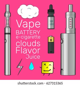 Vape shop set pinky background vector