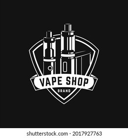 Vape shop shield emblem logo 