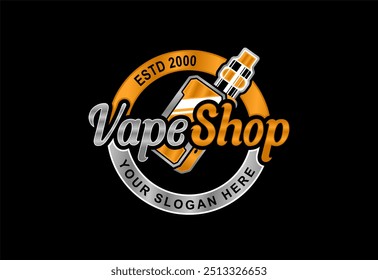 vape loja vetor ilustração premium logotipo emblema modelo fumaça cigarro eletrônico