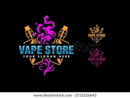 vape shop store vector illustration premium logo emblem badge template smoke electronic cigarette
