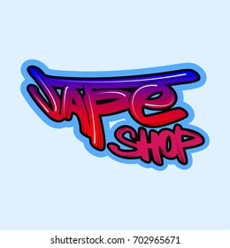 Vape shop text in graffiti style,can be used as a print on a t-shirt, logo, emblem,card.
