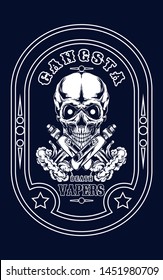 Vape skull logo illustration for t-shirt design or any apparel stuff and digital printing product