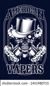 Vape skull logo illustration for t-shirt design or any apparel stuff and digital printing product