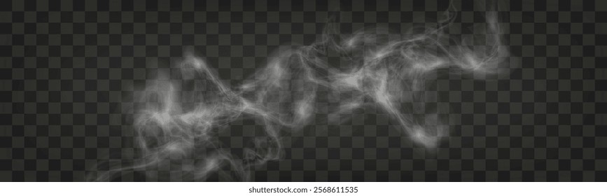  Vape smoke and mist with light effects on a transparent gray background, soft flowing texture, perfect for modern, atmospheric, or vaping-related designs.