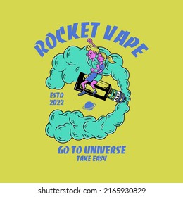 Vape smoke rocket with couple vector illustration