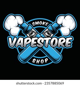 Vape Smoke Shop Logo Vector Graphic Design illustration Emblem Symbol and Icon