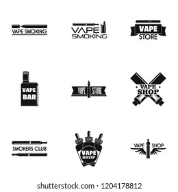 Vape smoking logo set. Simple set of 9 vape smoking vector logo for web design on white background
