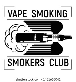 Vape smoking logo. Simple illustration of vape smoking vector logo for web design isolated on white background