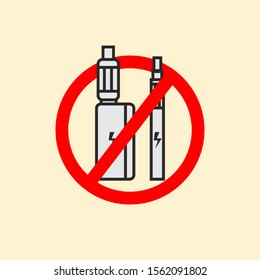 Vape smoking tools vector icon, NO VAPING