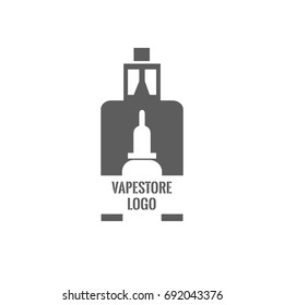 Vape store logo template design. E-cigarette and e-liquid bottle stamp or T-shirt print. Stock vector
