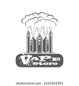 vape store vintage logo, vector illustration