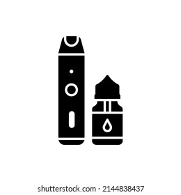 Vape, vaporizer, icono de llanura de cigarrillo eléctrico aislado en fondo blanco. Ilustración del vector