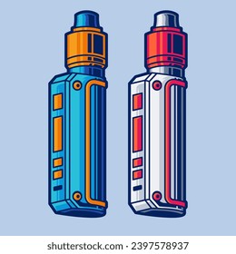 Vape Vector Art Illustration on Isolated Object. Vape Vector Illustration. Vape Vector Theme Illustration. Vape Theme Vector Illustration.