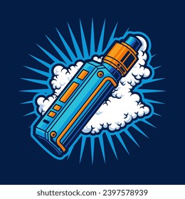 Vape Vector Art Illustration on Isolated Object. Vape Vector Illustration. Vape Vector Theme Illustration. Vape Theme Vector Illustration.