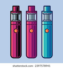 Vape Vector Art Illustration on Isolated Object. Vape Vector Illustration. Vape Vector Theme Illustration. Vape Theme Vector Illustration.