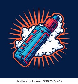 Vape Vector Art Illustration on Isolated Object. Vape Vector Illustration. Vape Vector Theme Illustration. Vape Theme Vector Illustration.