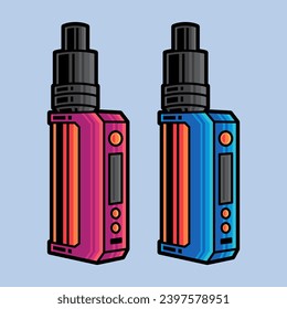 Vape Vector Art Illustration on Isolated Object. Vape Vector Illustration. Vape Vector Theme Illustration. Vape Theme Vector Illustration.