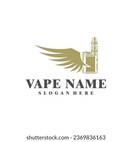 Vape with Wing logo design concept vector. Vaping illustration design
