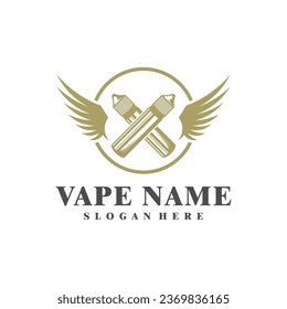 Vape with Wing logo design concept vector. Vaping illustration design