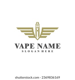 Vape with Wing logo design concept vector. Vaping illustration design