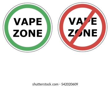 vape zone sign permitting and sign prohibiting the use of electronic cigarette, Vaping, vector sticker.