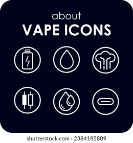 Vaping accessories line vector illustration Vape icons set Electronic cigarette sign