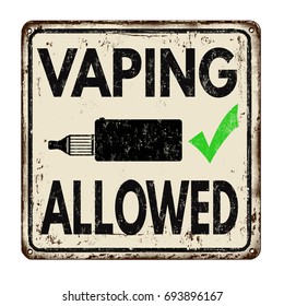 Vaping Allowed  vintage rusty metal sign on a white background, vector illustration