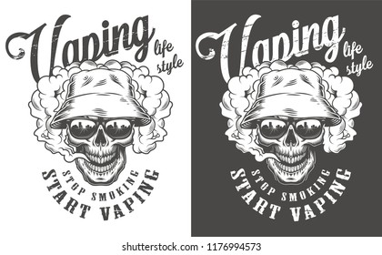 Vaping apparel design with skull. Vector illustration
