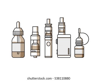 Vaping attributes and devices icons collection
