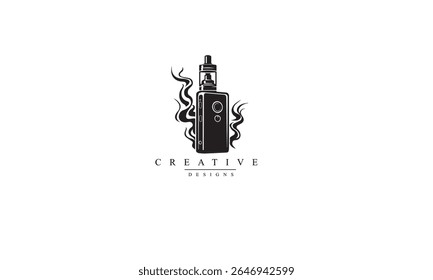 Vaping device logo illustration black vector white background