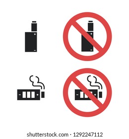 Vaping device not allowed forbidding sign. Vector icon illustration isolated on white