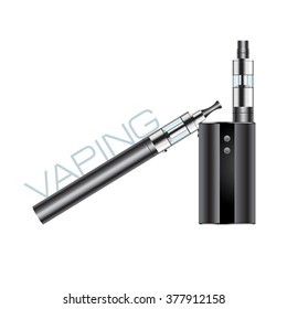 Vaping devices, vaporizer, e-cigarette. Isolated vector illustration.