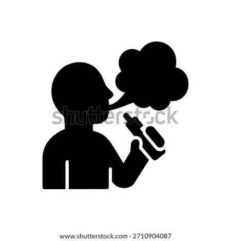 Vaping E-Cigarette Smoking Icon Isolated On White Background