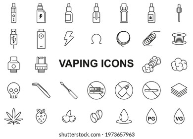 Vaping icons set - editable stroke