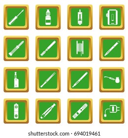 Vaping icons set in green color isolated vector illustration for web and any design