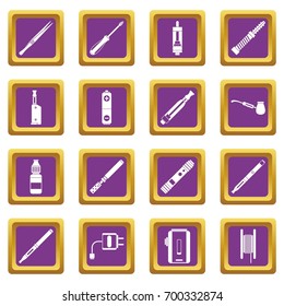 Vaping icons set in purple color isolated vector illustration for web and any design