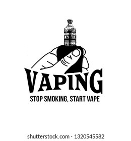 Vaping label or emblem on white background, vector illustration