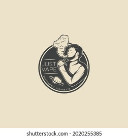 vaping logo black and white retro vintage