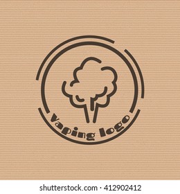 Vaping logo on the cardboard background. Stock vector.
