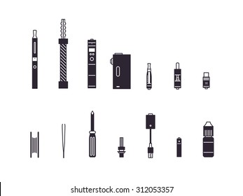 Vaping outline icon set on white background