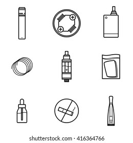 Vaping outline icon set. Vector illustration.