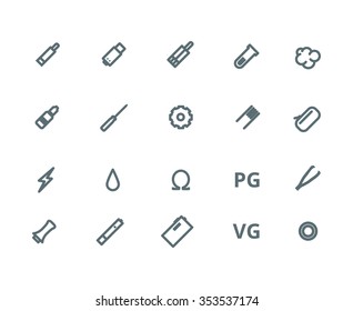 Vaping outlines icon set on white background