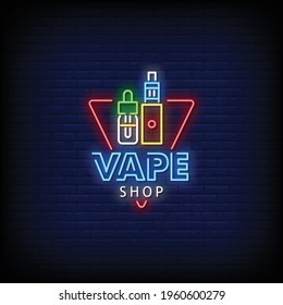 Vaping Shop Logo Neon Signs Style Text Vector